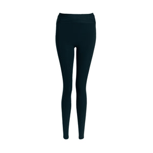 Front product image of YOGASANA Aurora Ballerina Dual Tone Leggings in Midnight New York black with pink waistband detail.