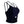 Product image of YOGASANA Cassie Cross-Back Performance Sports Bra in Misty London black and blue, showing the angled front view with contrast colour panel and cut-out detail.