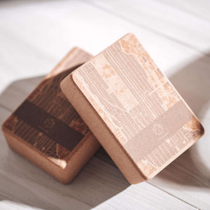 YOGASANA Cork Yoga Block 85D (Single) - Midnight New York Edition displayed as a pair on light wooden floor