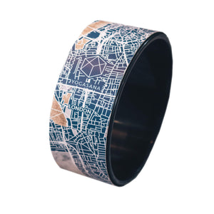 Yogasana Urban Portrait Yoga Wheel – Misty London, isolated product photo highlighting intricate map details and smooth surface.